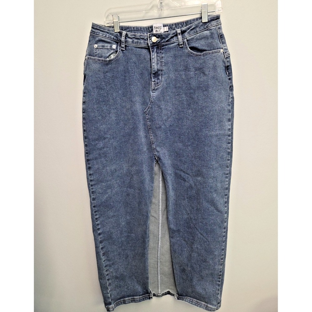 Princess Polly Women's Batkins Maxi Skirt Sz US 14 Dark Wash Denim Front Slit